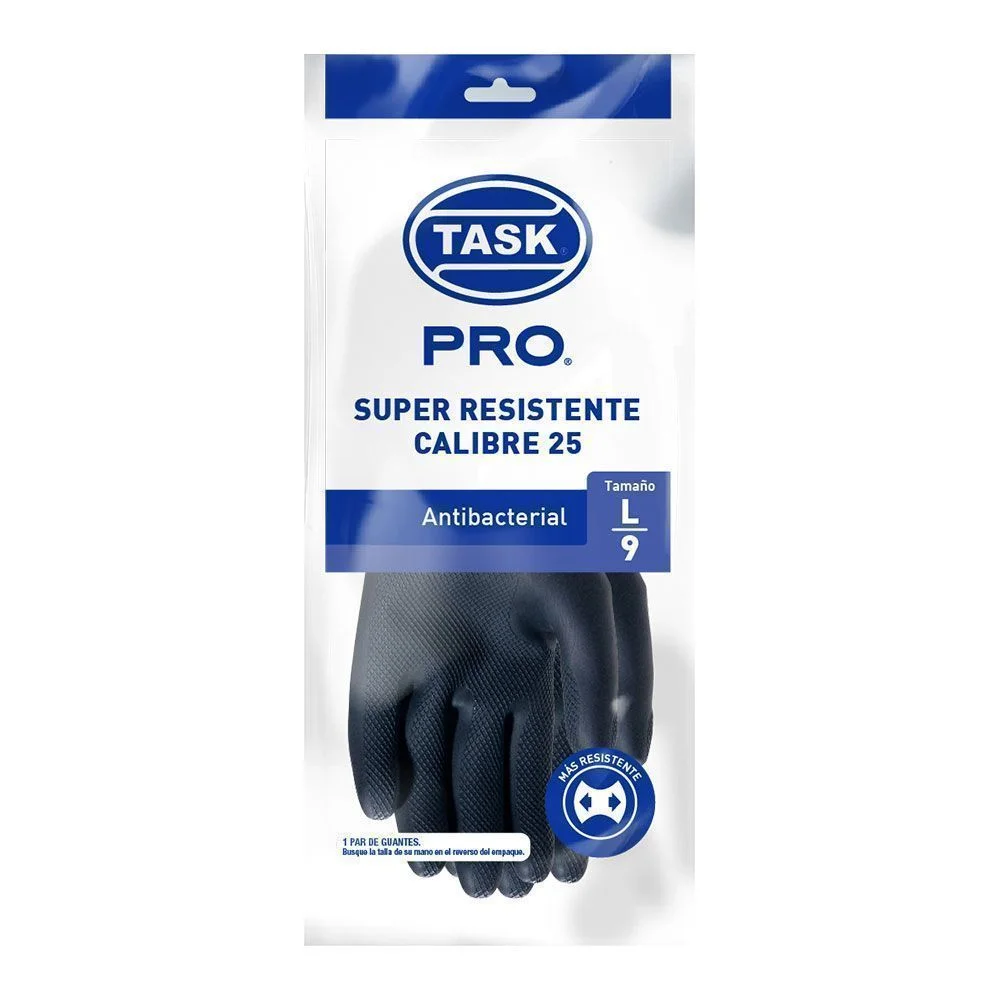 Guantes látex industrial calibre 25 Task Pro Negros