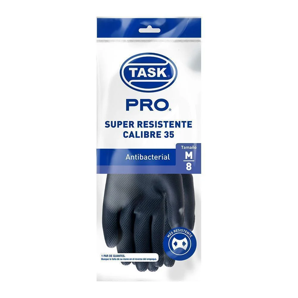 Guantes látex industrial calibre 35 Task Pro Negros