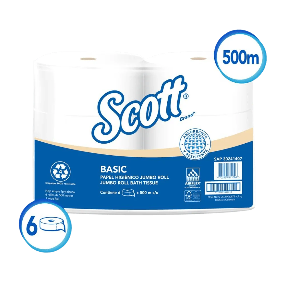 Papel higiénico Scott x 500mts crema  x 6unds