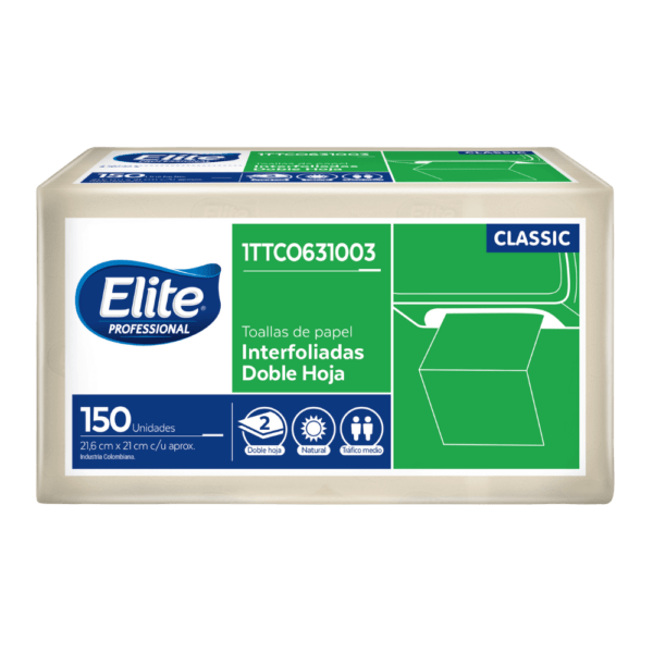 Toalla elite en z natural paquete x 150