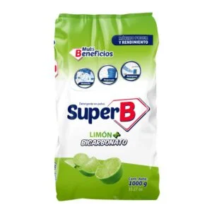 Detergente en polvo limón + bicarbonato Super B x 3000gr